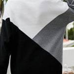 Drop Shoulder Turtleneck Colorblock Knit Sweater Pullover
