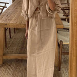 Retro puff sleeve two piece set