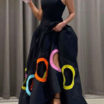 Sleeveless Hollow Pleated Split-Joint Round-neck Maxi Dresses