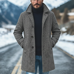 Men's Herringbone Blend Lapel Mid-length Coat