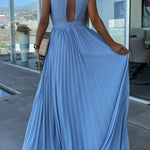Halter Neck Pleated Swing Dress