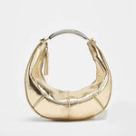 Metal handle crescent bag