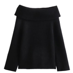 Sexy Slim Fit Solid Color Pullover Sweater with Off-shoulder Neckline