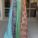 Unique Printed Loose Holiday Strap Big Hem Maxi Dress