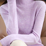 Office Long Sleeves Solid Color High-Neck Sweater Tops Pullovers