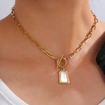 Gold-Plated Geometric Square Necklace
