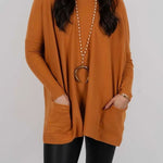 Winter Melodies Knit Crew Neck Front Pockets Oversized Sweater
