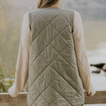 Grass Green Thermal Quilted Pockets Vest Coat