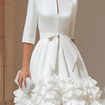 Belted Ruffled-Hem Midi Dress