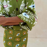 Mysterious Magic Knit Eye Heart Pattern Button Up Long Sleeve Loose Cardigan