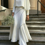 High-Low Loose Asymmetric Printed Split-Joint Skirts Bottoms