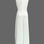 Sleeveless Gauze Pleated Solid Color Split-Joint Round-Neck Evening Dresses Maxi Dresses
