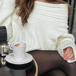 Fashionable Irregular Collar Loose Casual Knitted Sweater