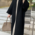 Long Sleeves Loose Solid Color Collarless Woolen Coat