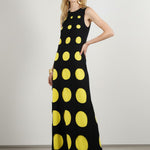 Loose Sleeveless Contrast Color Polka-Dot Split-Joint Round-Neck Maxi Dresses