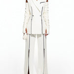 High Waisted Loose Contrast Color Solid Color Zipper Pants Trousers