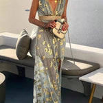 Golden Sunset Stories V-neck Maxi Dress