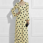 High Waisted Polka Dot Square-Neck Maxi Evening Dresses