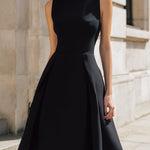 Classic A-Line Black Dress With Pleated Skirt