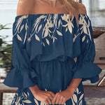It All Begins with Love Printed Off Shoulder Mini Dress