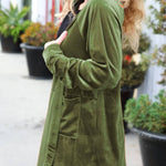 Rust Velvet Button Down Tunic Top