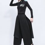 Irregularity Elastic Waist Wide Leg Solid Color Pants