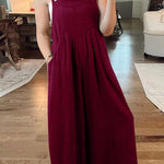 Cotton and linen loose casual one-piece wide-leg overalls