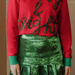 Red Tinsel Merry & Bright Contrast Trim Sweater