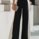 Halter Neck Contrast Panel Wide-Leg Jumpsuit