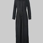 Long Sleeves Loose Buttoned No Belt Solid Color V-neck Jumpsuits