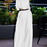 Loose Sleeveless Pleated Split-Joint V-Neck Blouses&Shirts Tops