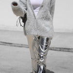 Solid Color Loose V-neck Long-sleeved Lazy Knitted Cardigan