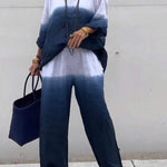 Women's Cotton and Linen Gradient Two-piece Set