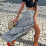 Black and White Plaid Slit Skirt