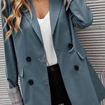 Solid color lapel buttoned slim fit blazer