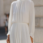 Graceful Pleated High-Neck Maxi Dress