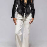 Velvet irregular hem single-button suit jacket