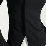 Skinny Solid Color Split-Joint High Neck T-shirts