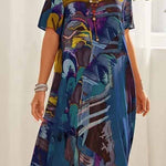 Tunic round neck loose beach maxi dress