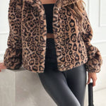 Retro leopard print plush short coat