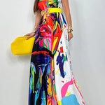 Mexican Tribal Style Unique Print Pocketed A-line Loose Maxi Dress