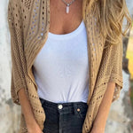Fashion Hollow Knitted Half Sleeve Loose Cardigan