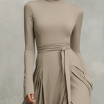Women’s Elegant Figure-flattering Long Sleeves Knit Blend Midi Dress