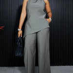 Sleeveless Solid Color Stand Collar Vest Top