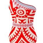Margovil Printed One Shoulder Tummy Control Swimsuit and Wide Leg Cover Up Pants Set