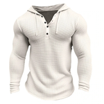 Men's Solid Waffle Long Sleeve Casual Hoodie