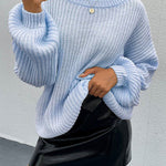 Loose Drop Shoulder Lantern Sleeve Oversized Knit Sweater