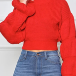 Loose Turtleneck Puff Sleeve Thick Sweater