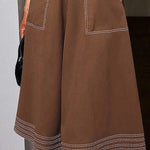Long Sleeves Loose Buttoned Elasticity Pockets Solid Color Lapel Maxi Dresses
