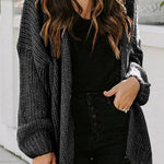 Drop Shoulder Open Front Knit Oversized Sweater Cardigan